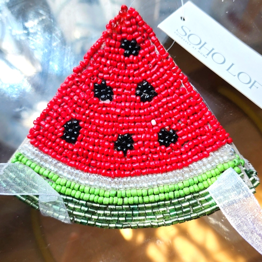 4 Pcs Watermelon Beaded Coasters